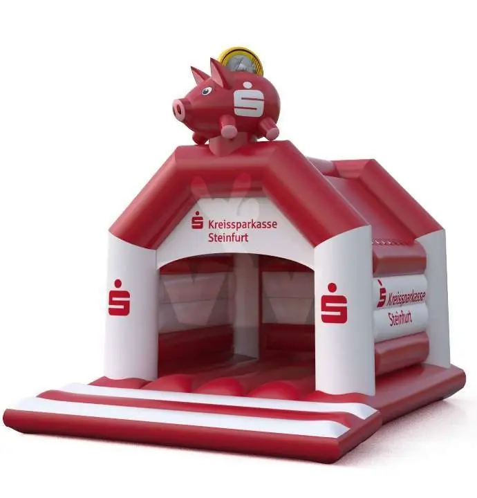 Bounce "Sparkasse" with roof - Collection Sparkasse commercial inflatable bounce