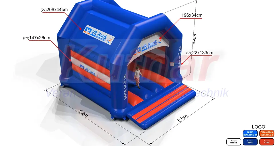 Bounce Volksbank VR with roof commercial inflatable bounce