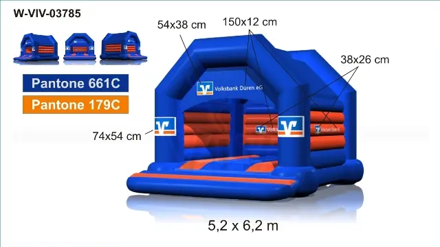 Bounce "Volksbank" with roof - Collection Volksbank commercial inflatable bounce