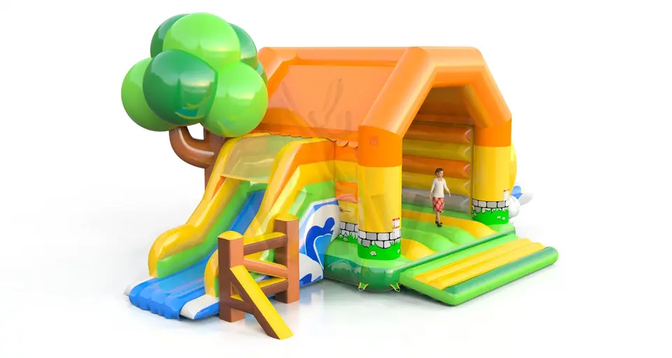 Bounce with slide Mill without front wall commercial inflatable bounce