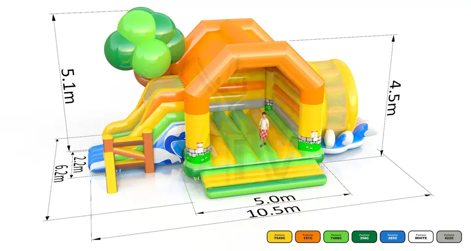 Bounce with slide Mill without front wall commercial inflatable bounce