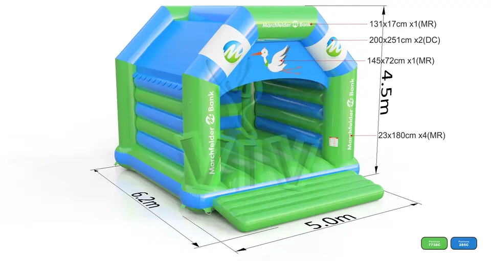 Bounce XL with roof Marchfelder Bank commercial inflatable bounce