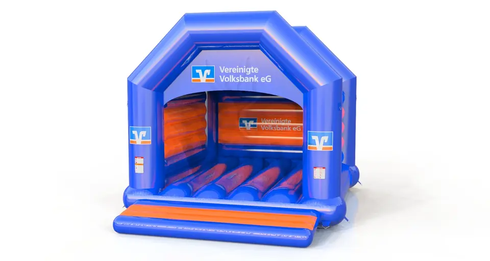 Bounce XL with roof Volksbank commercial inflatable bounce
