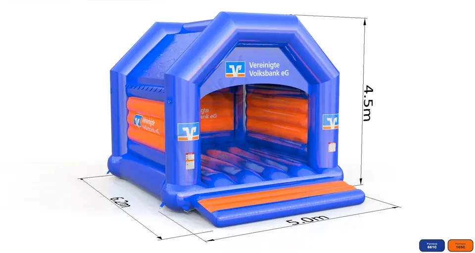 Bounce XL with roof Volksbank commercial inflatable bounce