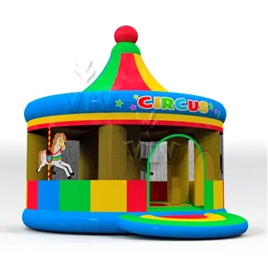Circus roofed inflatable bounce
