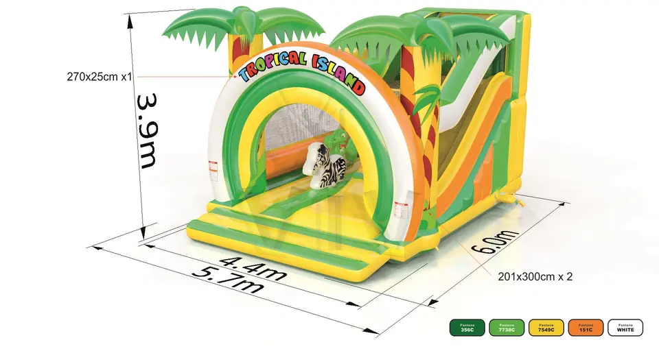 Combo Tropical Island with 2 figures commercial inflatable bounce