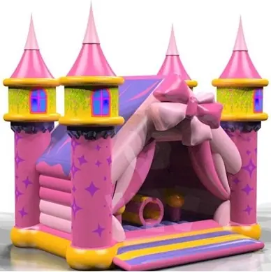 Pink Castle roofed inflatable bounce