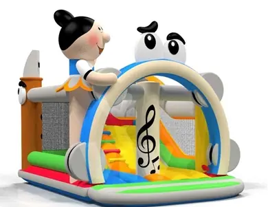 Tambourine roofed inflatable bounce