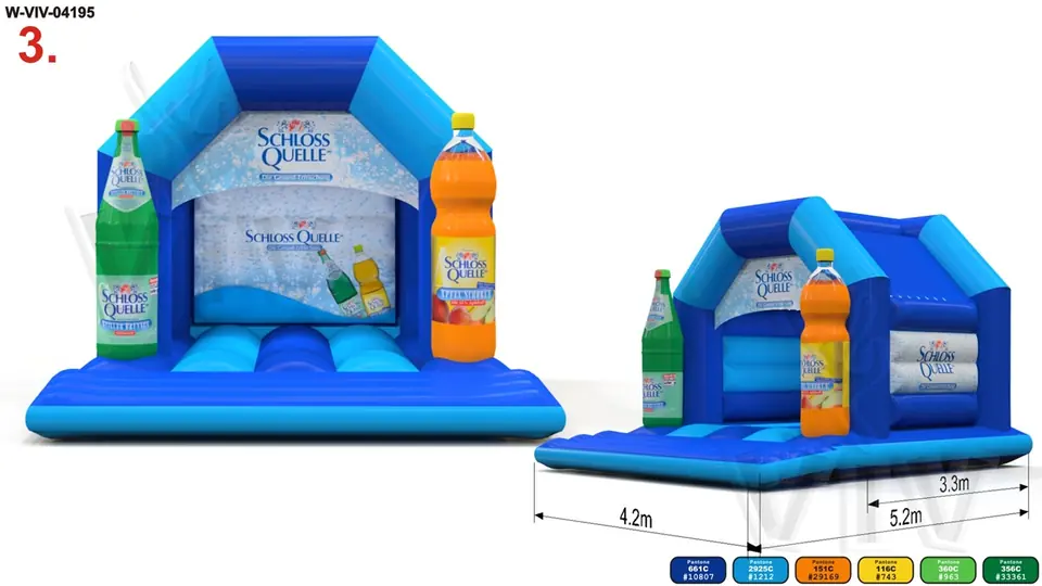 Blue bounce 4.2 x 5.2 m commercial inflatable bounce