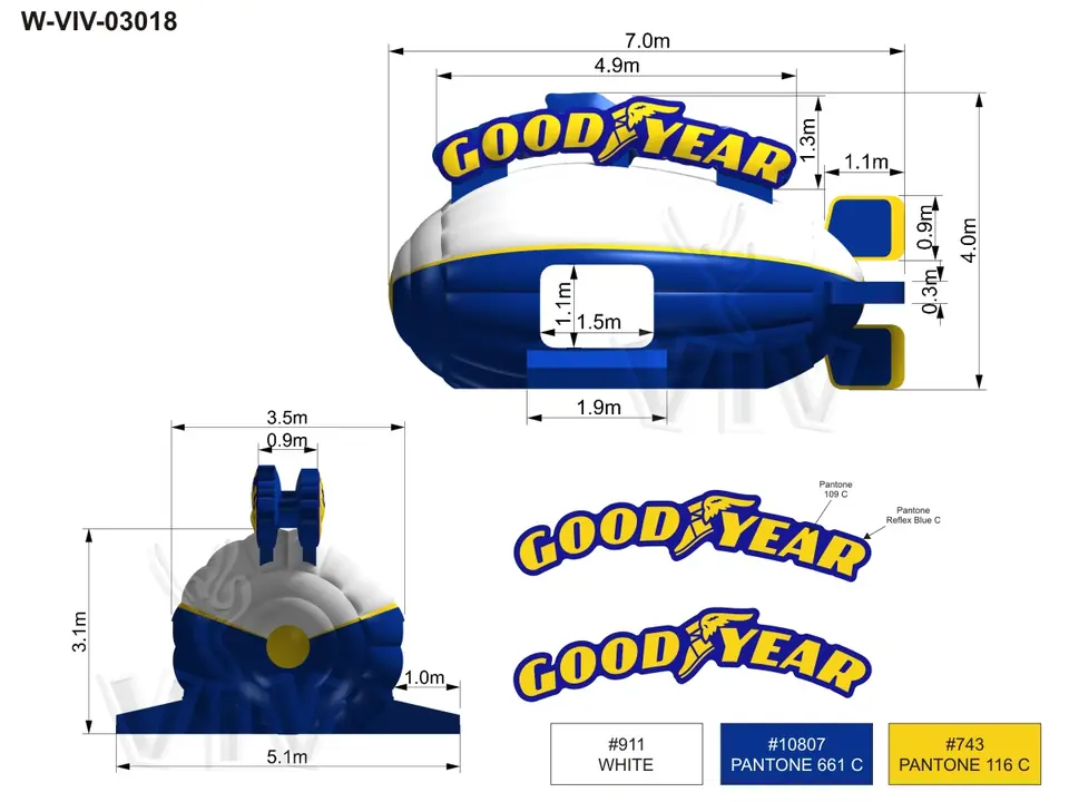Bounce airplane Goodyear 7 x 5.1 x 4 m commercial inflatable bounce