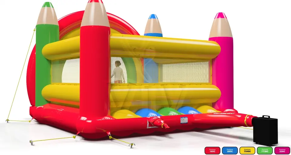 Bounce Crayons L (no roof, net walls) commercial inflatable bounce