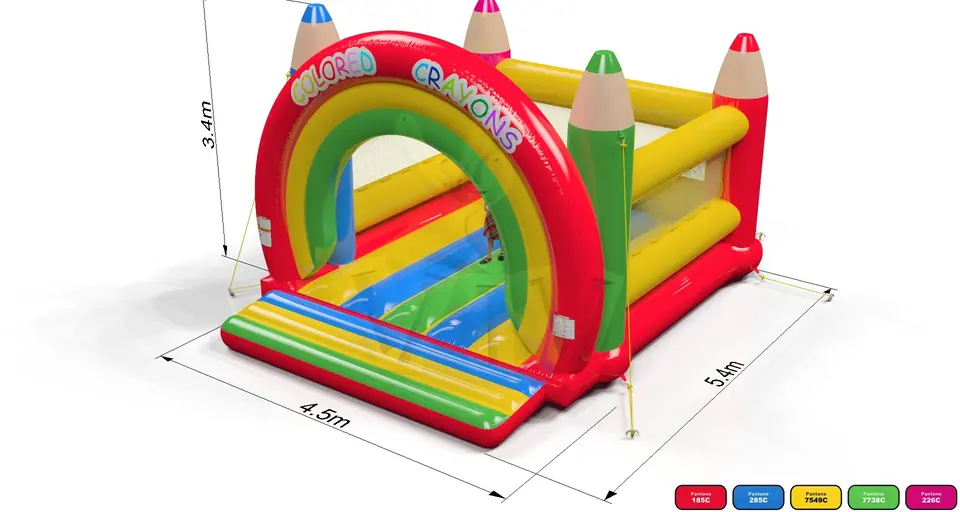 Bounce Crayons L (no roof, net walls) commercial inflatable bounce