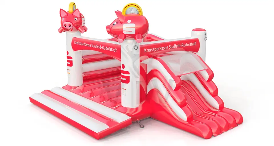 Bounce "Sparkasse" with slide commercial inflatable bounce