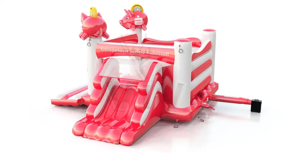 Bounce "Sparkasse" with slide commercial inflatable bounce