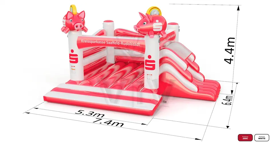 Bounce "Sparkasse" with slide commercial inflatable bounce