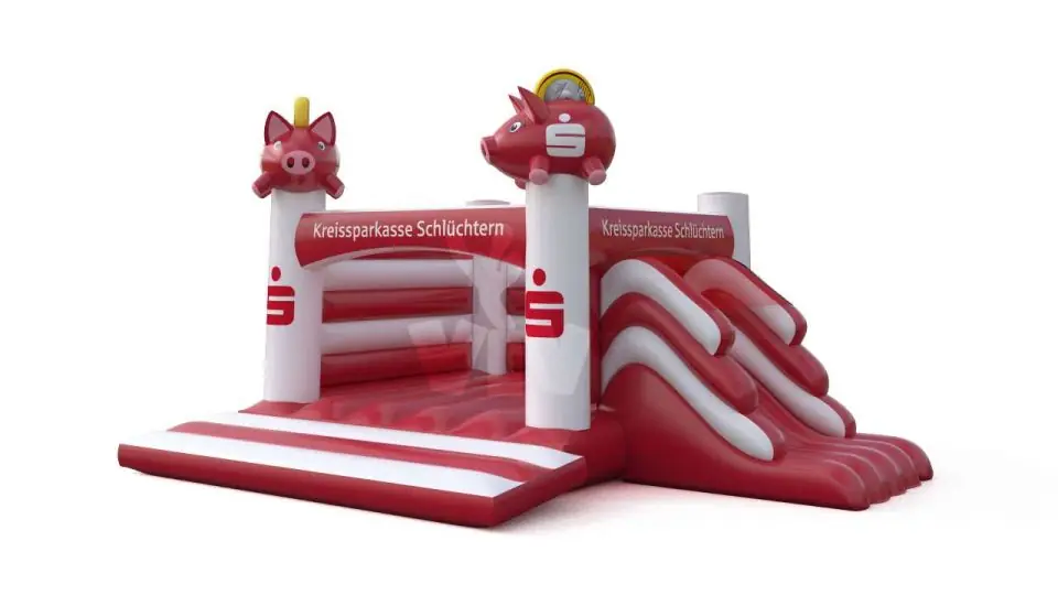 Bounce "Sparkasse" with slide - Collection Sparkasse commercial inflatable bounce