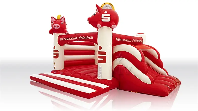 Bounce "Sparkasse" with slide - Collection Sparkasse commercial inflatable bounce