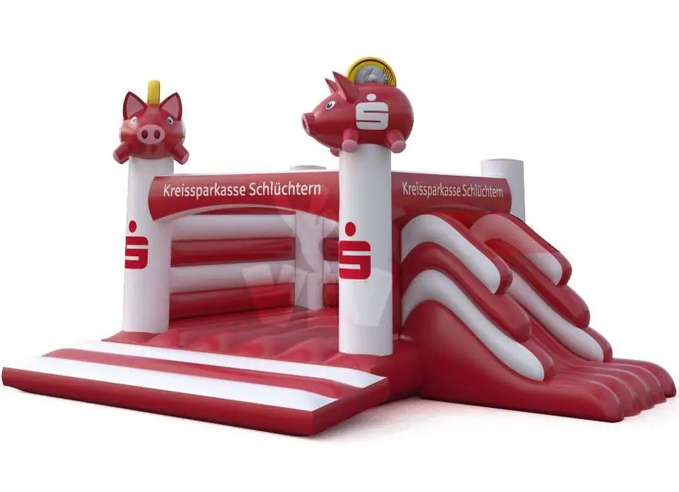 Bounce "Sparkasse" with slide - Collection Sparkasse commercial inflatable bounce