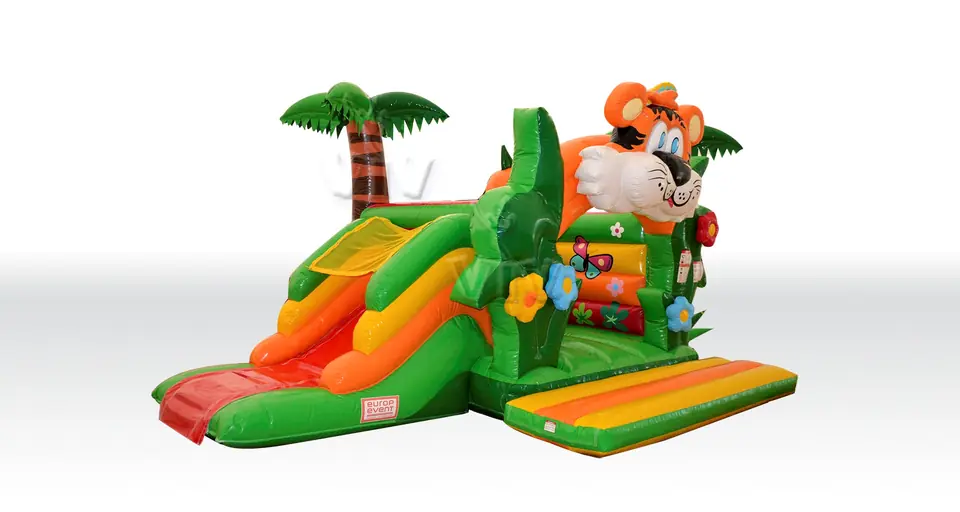 Bounce Tiger with slide and figures - Collection Jungle De Luxe commercial inflatable bounce