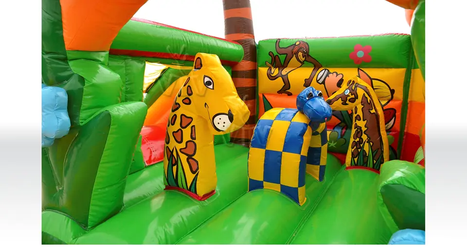Bounce Tiger with slide and figures - Collection Jungle De Luxe commercial inflatable bounce