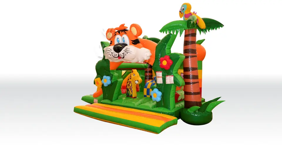 Bounce Tiger with slide and figures - Collection Jungle De Luxe commercial inflatable bounce