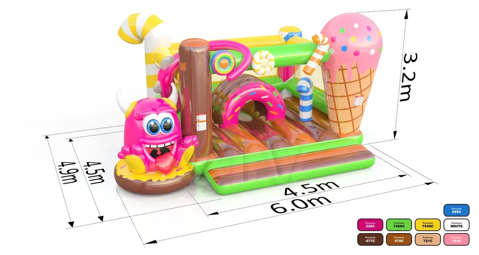 Bounce with obstacles Monsters commercial inflatable bounce