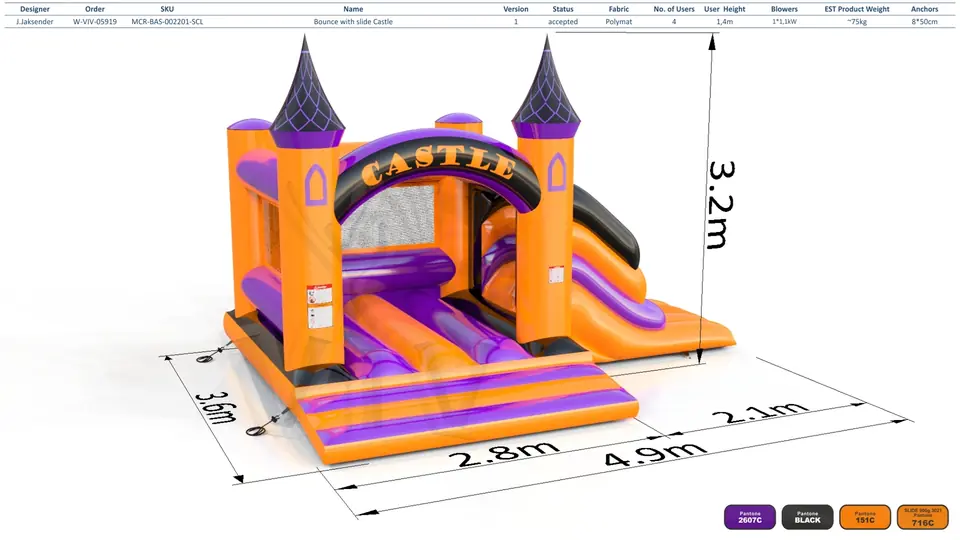 Bounce with slide Castle commercial inflatable bounce