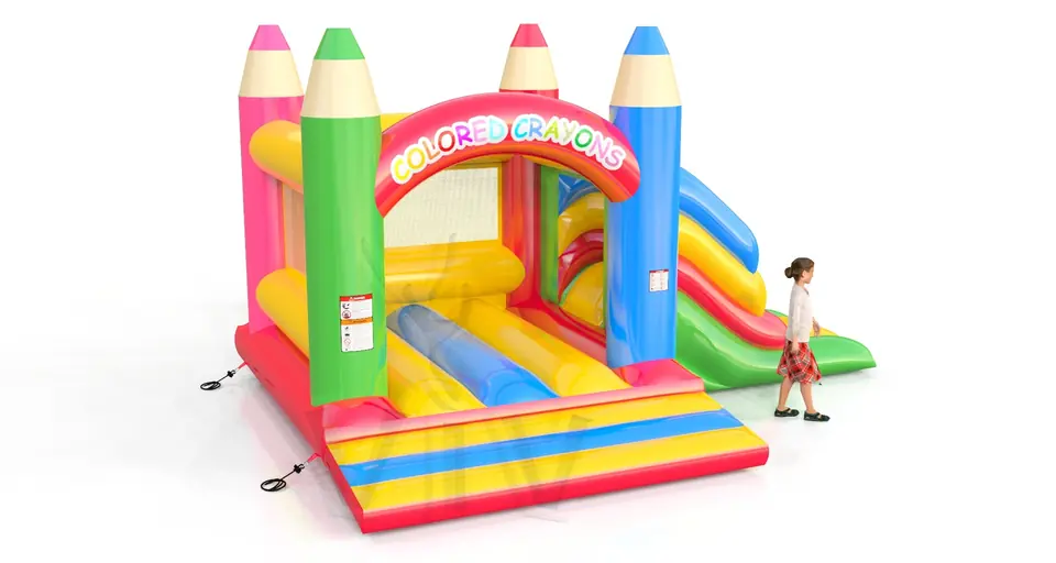 Bounce with slide Crayons commercial inflatable bounce