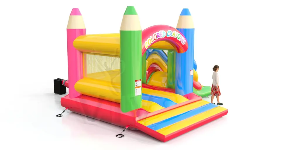 Bounce with slide Crayons commercial inflatable bounce