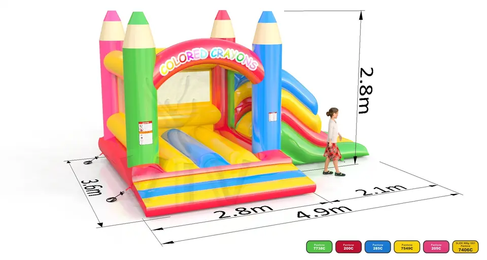 Bounce with slide Crayons commercial inflatable bounce