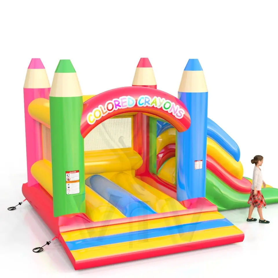 Bounce with slide Crayons commercial inflatable bounce