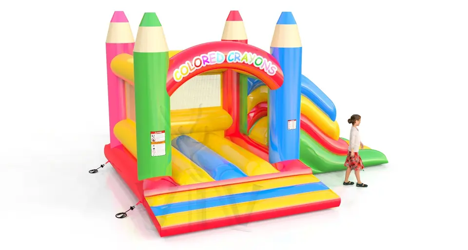 Bounce with slide Crayons commercial inflatable bounce