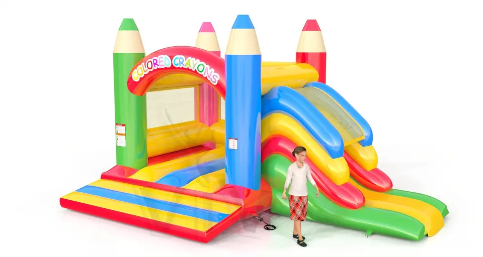 Bounce with slide Crayons commercial inflatable bounce