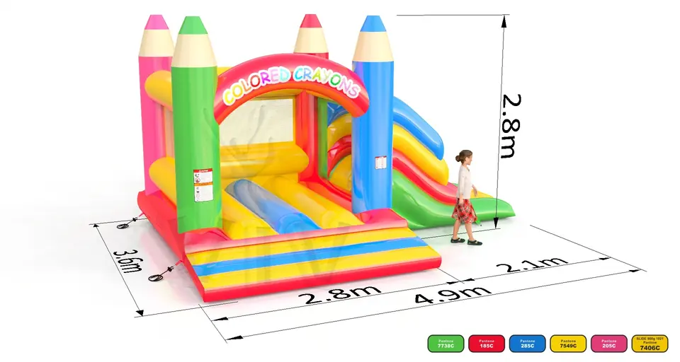 Bounce with slide Crayons commercial inflatable bounce