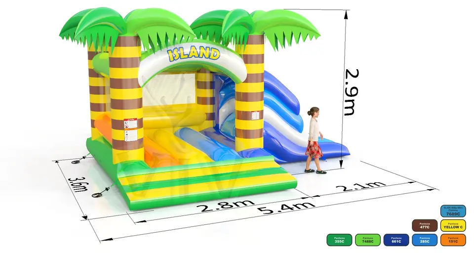 Bounce with slide Island commercial inflatable bounce