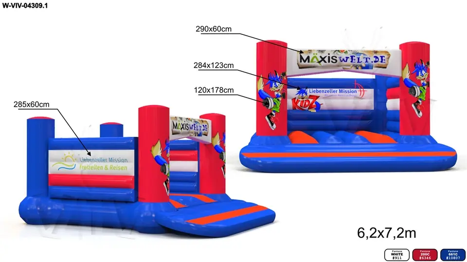 Bounces Kizd 6.2 x 7.2 m commercial inflatable bounce