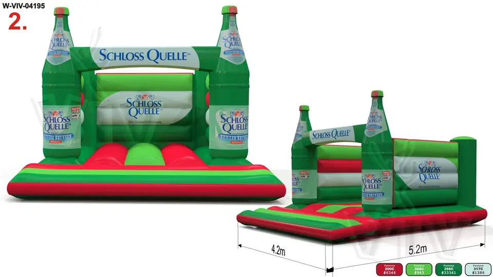 Green bounce 4.2 x 5.2 m commercial inflatable bounce