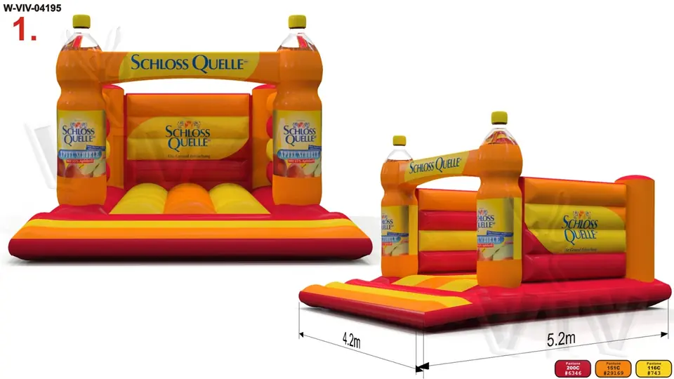 Orange bounce 4.2 x 5.2 m commercial inflatable bounce