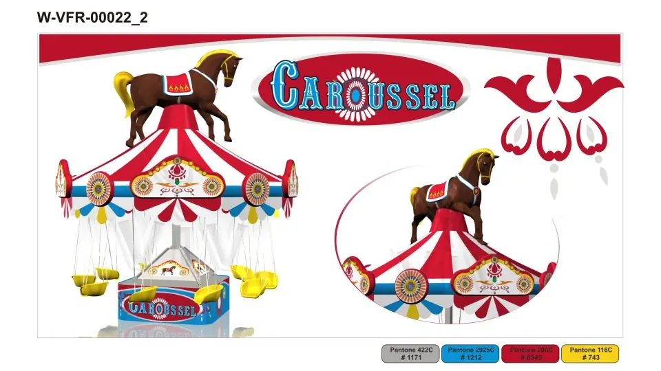 Carousel with horse (without blower and homologation) commercial mechanical carousel attraction
