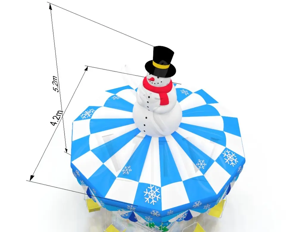 Inflatable roof for Carousel Snowman (with blower and accessories) - NEW TYPE commercial mechanical carousel attraction