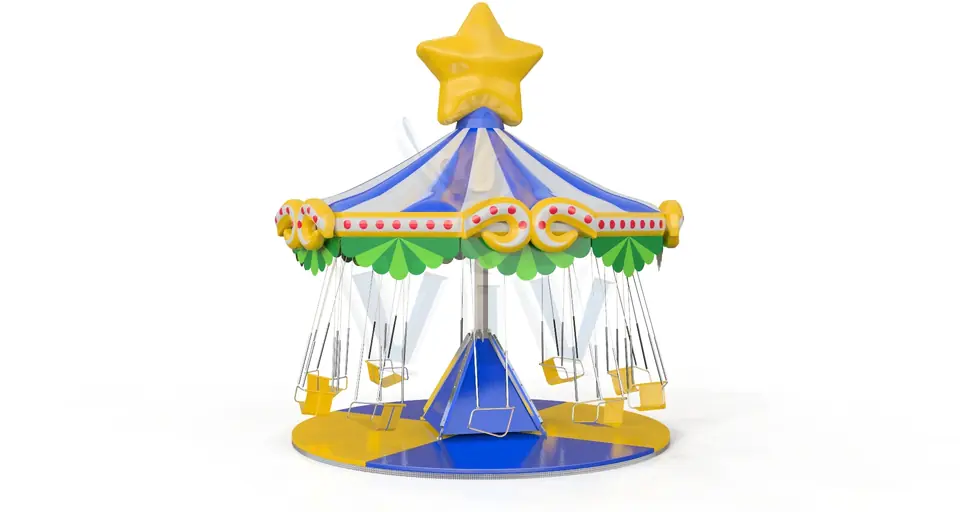 Stationary carousel with a roof Star (with blower, without homologation) commercial mechanical carousel attraction