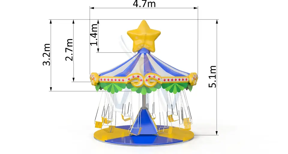 Stationary carousel with a roof Star (with blower, without homologation) commercial mechanical carousel attraction