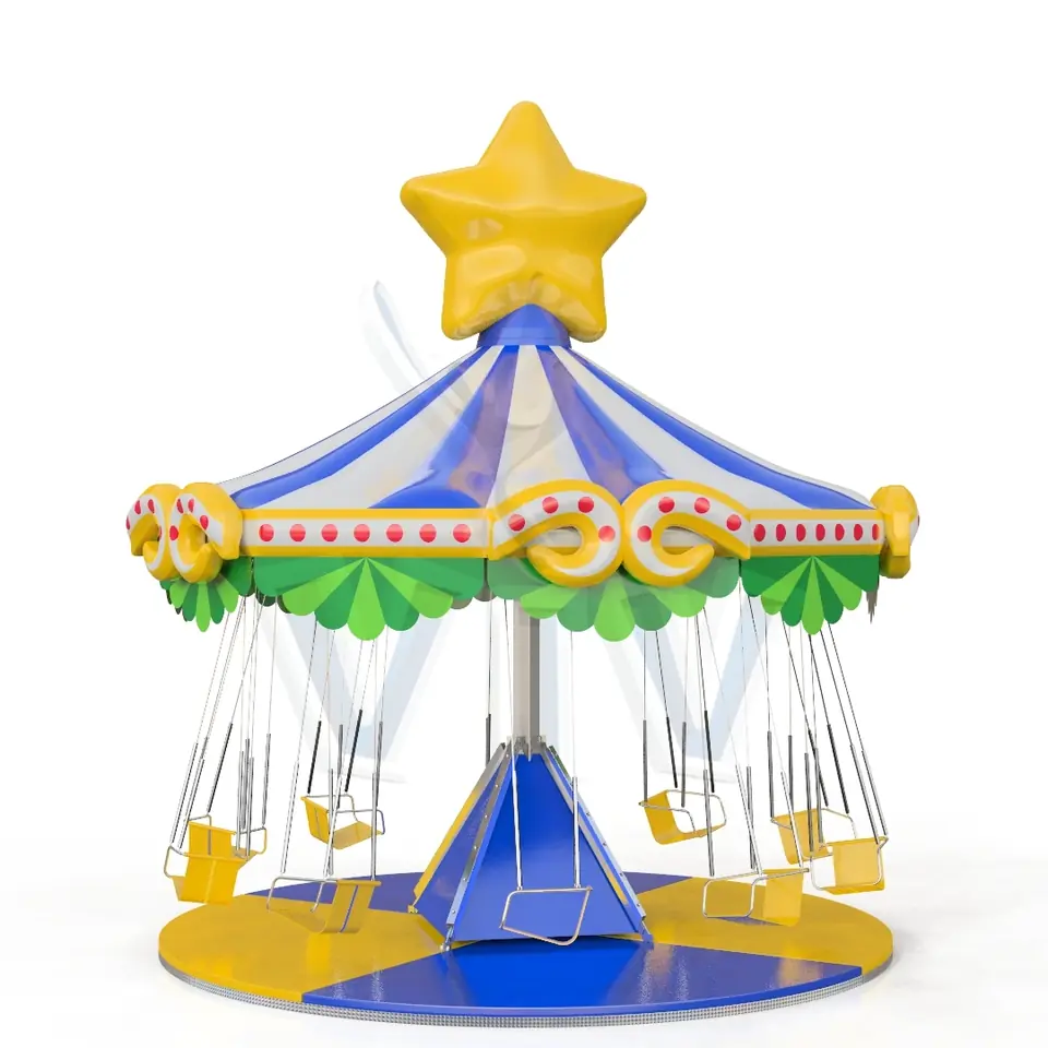 Stationary carousel with a roof Star (with blower, without homologation) commercial mechanical carousel attraction