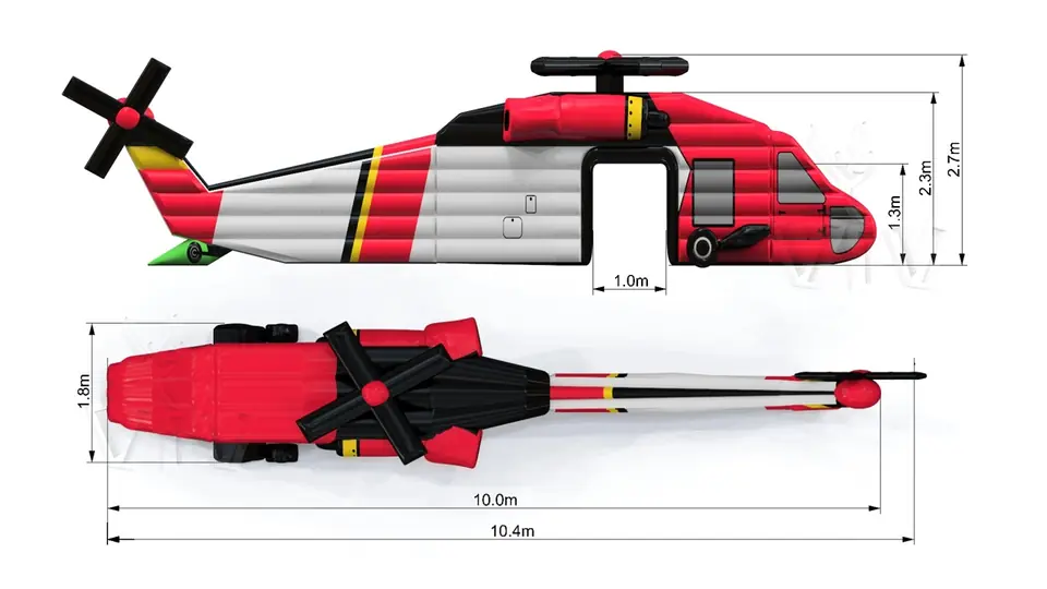 Dummy helicopter 10.4 m commercial custom inflatable
