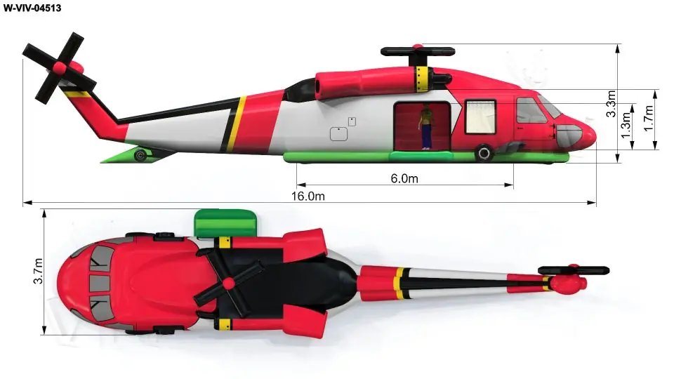 Dummy helicopter 16 m commercial custom inflatable