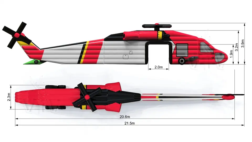 Dummy helicopter 21.5 m commercial custom inflatable