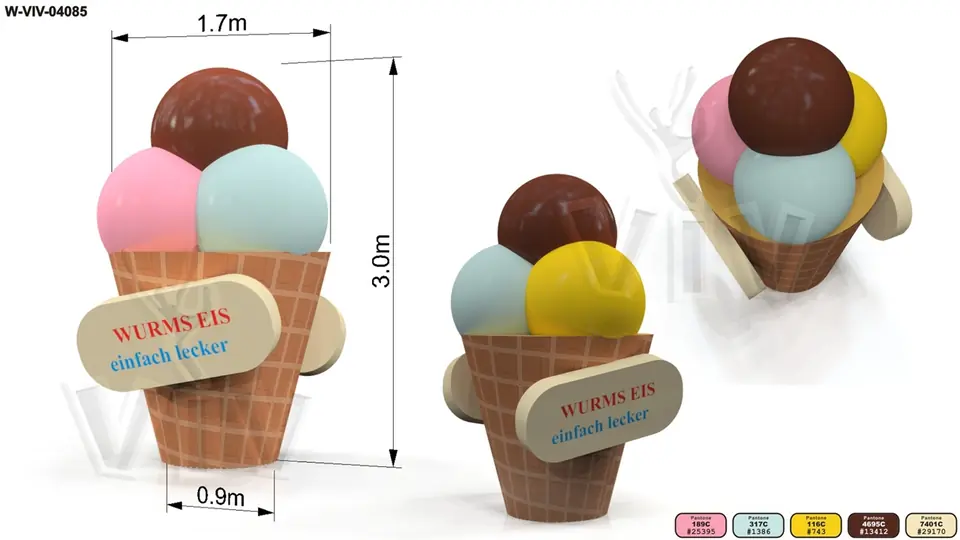 Ice cream in a waffle cone 1.7 x 3 x 0.9 m commercial custom inflatable