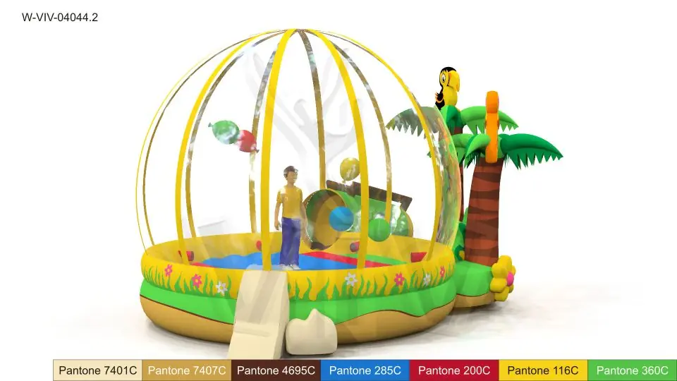 Ball with two palm trees commercial inflatable dry pool