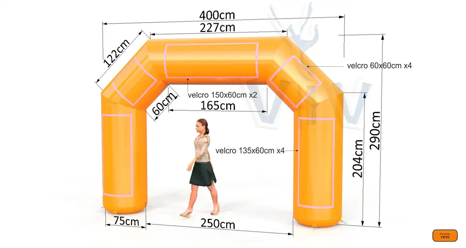 Diagonal gate 4 m commercial promotional inflatable gate