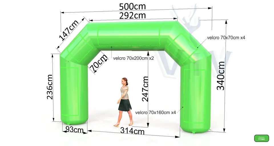 Diagonal gate 5 m commercial promotional inflatable gate